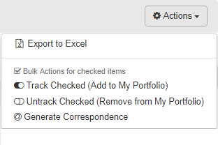 PMM Actions menu